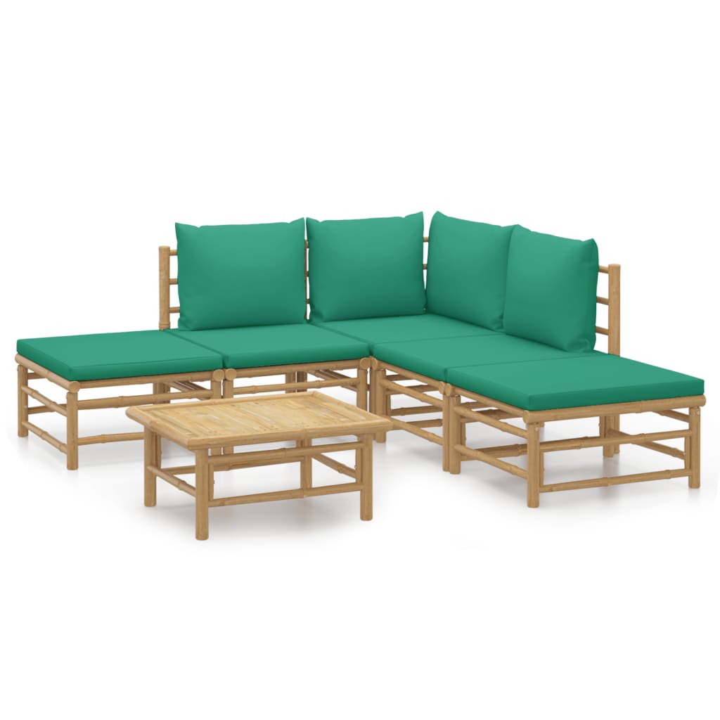 6-delige Loungeset met kussens bamboe groen Tuinsets | Creëer jouw Trendy Thuis | Gratis bezorgd & Retour | Trendy.nl