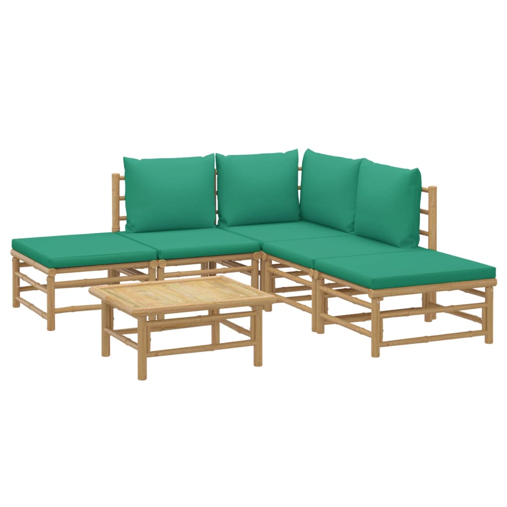 6-delige Loungeset met kussens bamboe groen Tuinsets | Creëer jouw Trendy Thuis | Gratis bezorgd & Retour | Trendy.nl