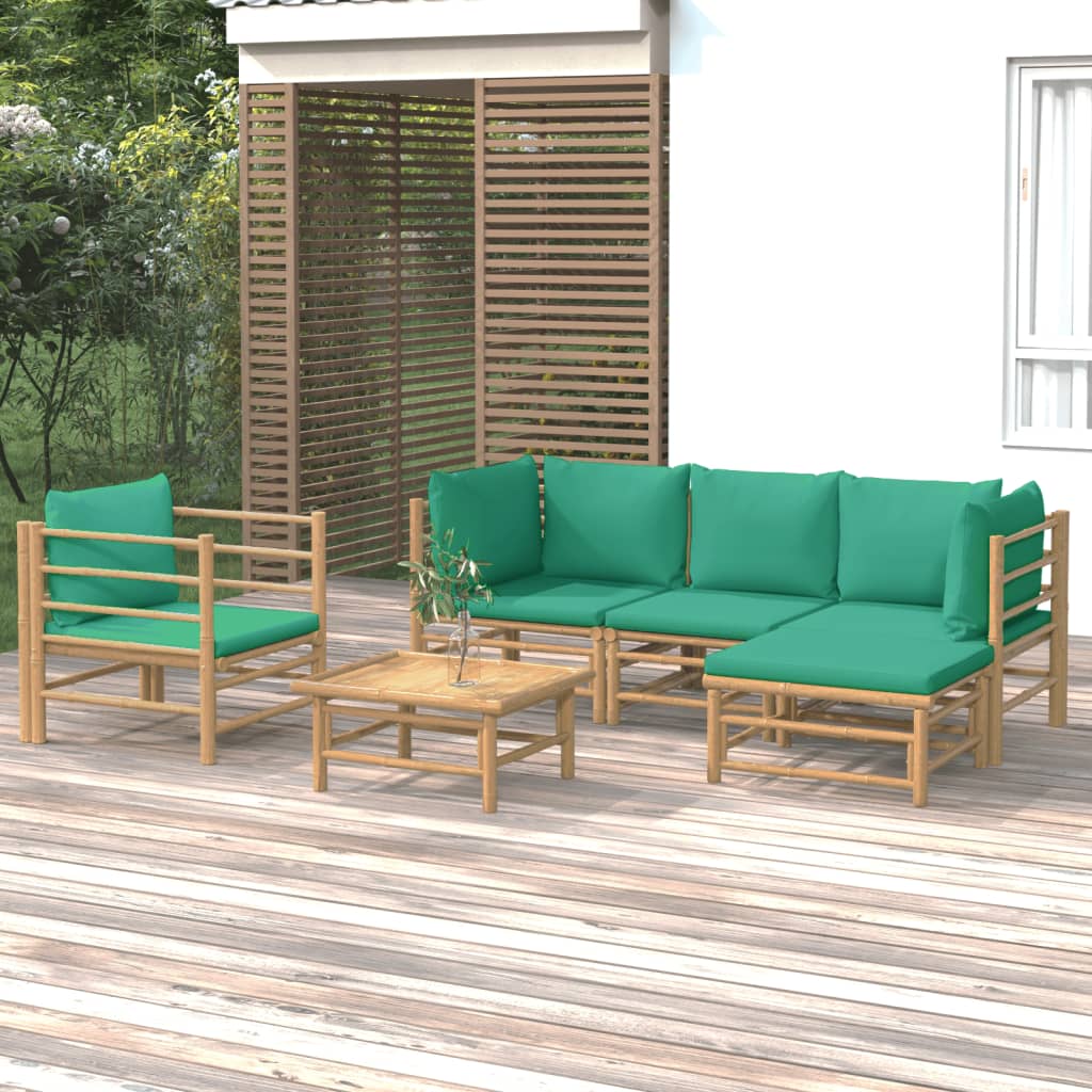 6-delige Loungeset met kussens bamboe groen Tuinsets | Creëer jouw Trendy Thuis | Gratis bezorgd & Retour | Trendy.nl