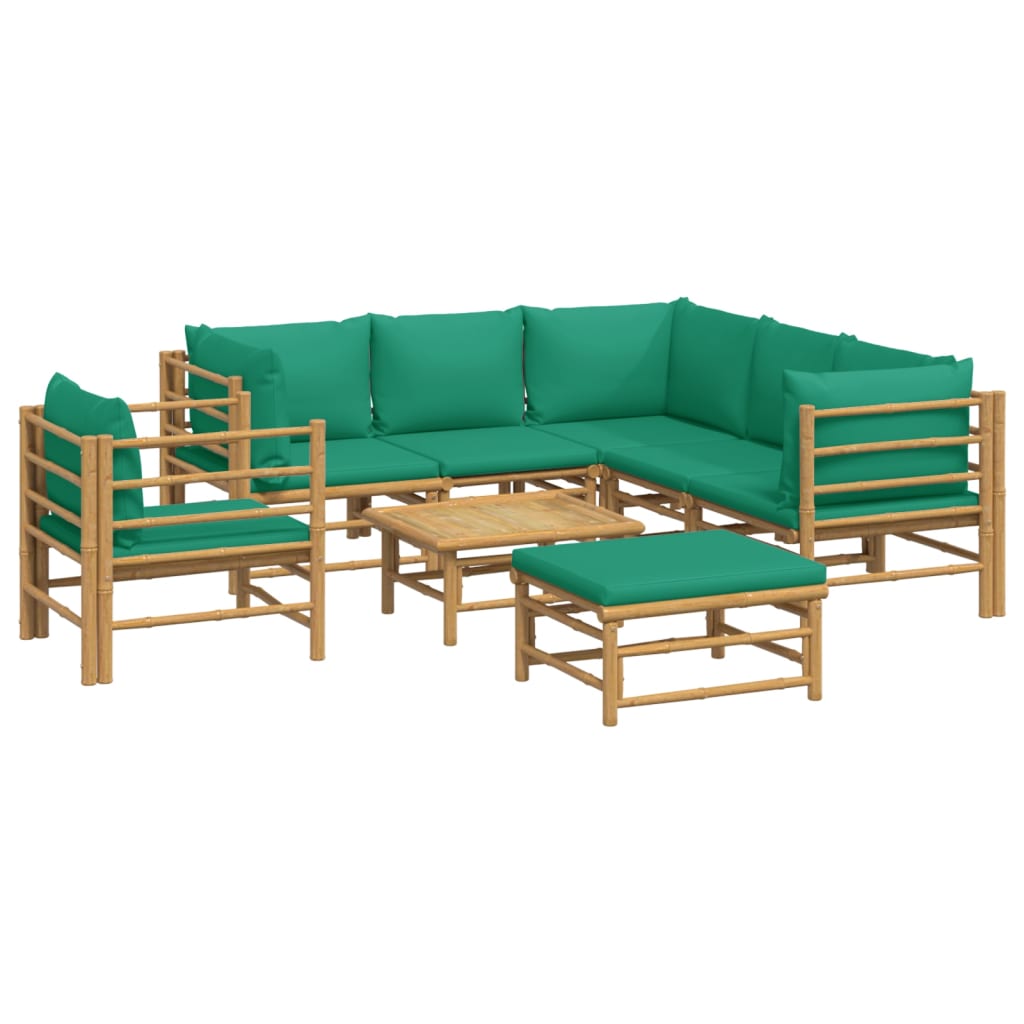 8-delige Loungeset met kussens bamboe groen Tuinsets | Creëer jouw Trendy Thuis | Gratis bezorgd & Retour | Trendy.nl