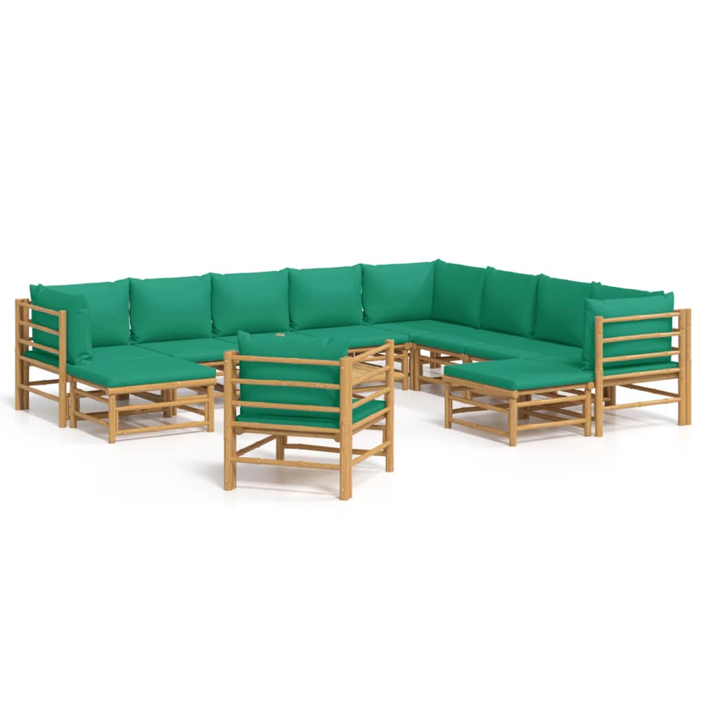 12-delige Loungeset met kussens bamboe groen Tuinsets | Creëer jouw Trendy Thuis | Gratis bezorgd & Retour | Trendy.nl