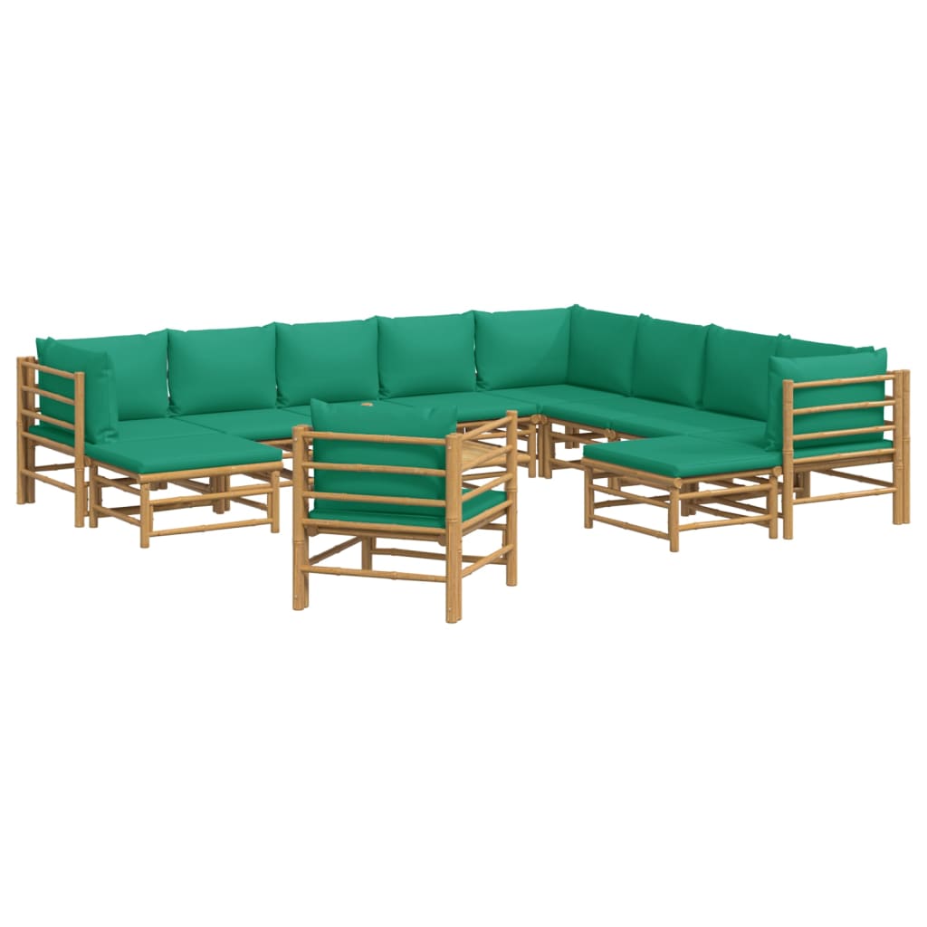 12-delige Loungeset met kussens bamboe groen Tuinsets | Creëer jouw Trendy Thuis | Gratis bezorgd & Retour | Trendy.nl