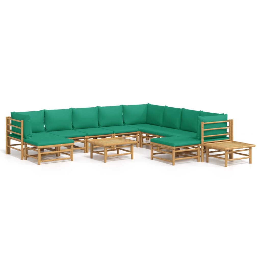 12-delige Loungeset met kussens bamboe groen Tuinsets | Creëer jouw Trendy Thuis | Gratis bezorgd & Retour | Trendy.nl