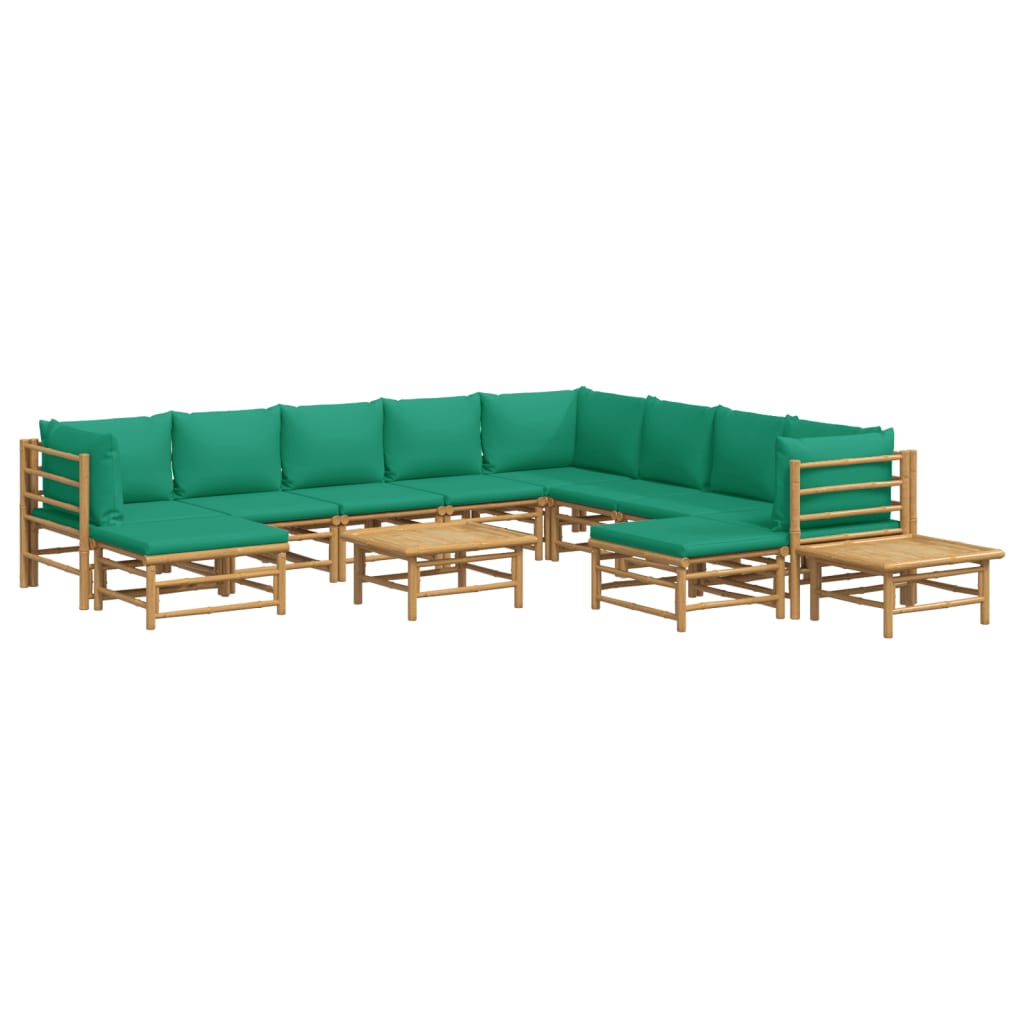 12-delige Loungeset met kussens bamboe groen Tuinsets | Creëer jouw Trendy Thuis | Gratis bezorgd & Retour | Trendy.nl