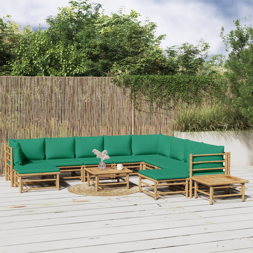 12-delige Loungeset met kussens bamboe groen Tuinsets | Creëer jouw Trendy Thuis | Gratis bezorgd & Retour | Trendy.nl