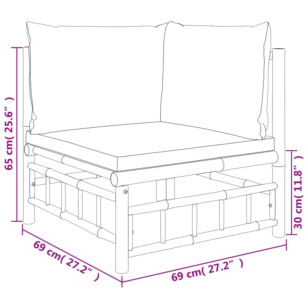 5-delige Loungeset met kussens bamboe crèmewit Tuinsets | Creëer jouw Trendy Thuis | Gratis bezorgd & Retour | Trendy.nl