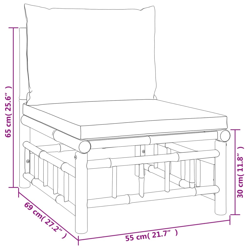 11-delige Loungeset met kussens bamboe crèmewit Tuinsets | Creëer jouw Trendy Thuis | Gratis bezorgd & Retour | Trendy.nl