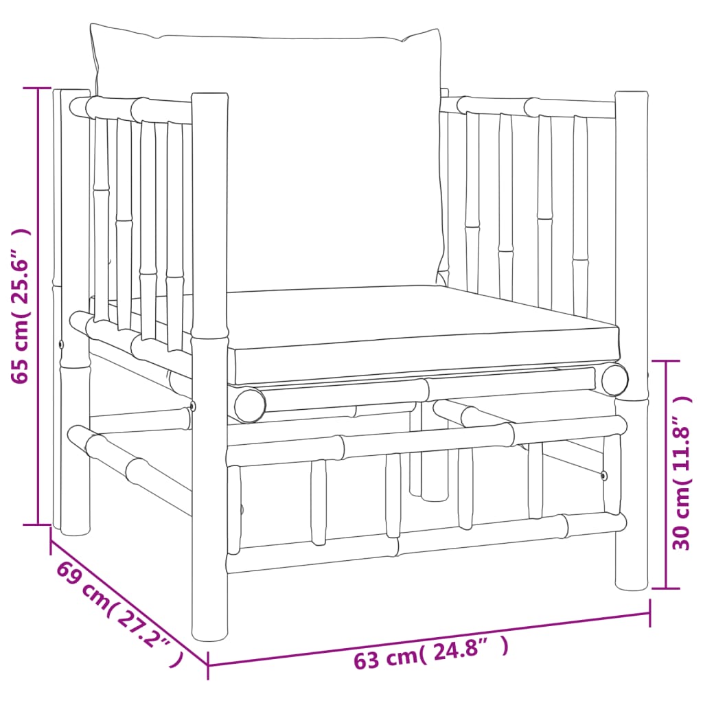 12-delige Loungeset met kussens bamboe crèmewit Tuinsets | Creëer jouw Trendy Thuis | Gratis bezorgd & Retour | Trendy.nl