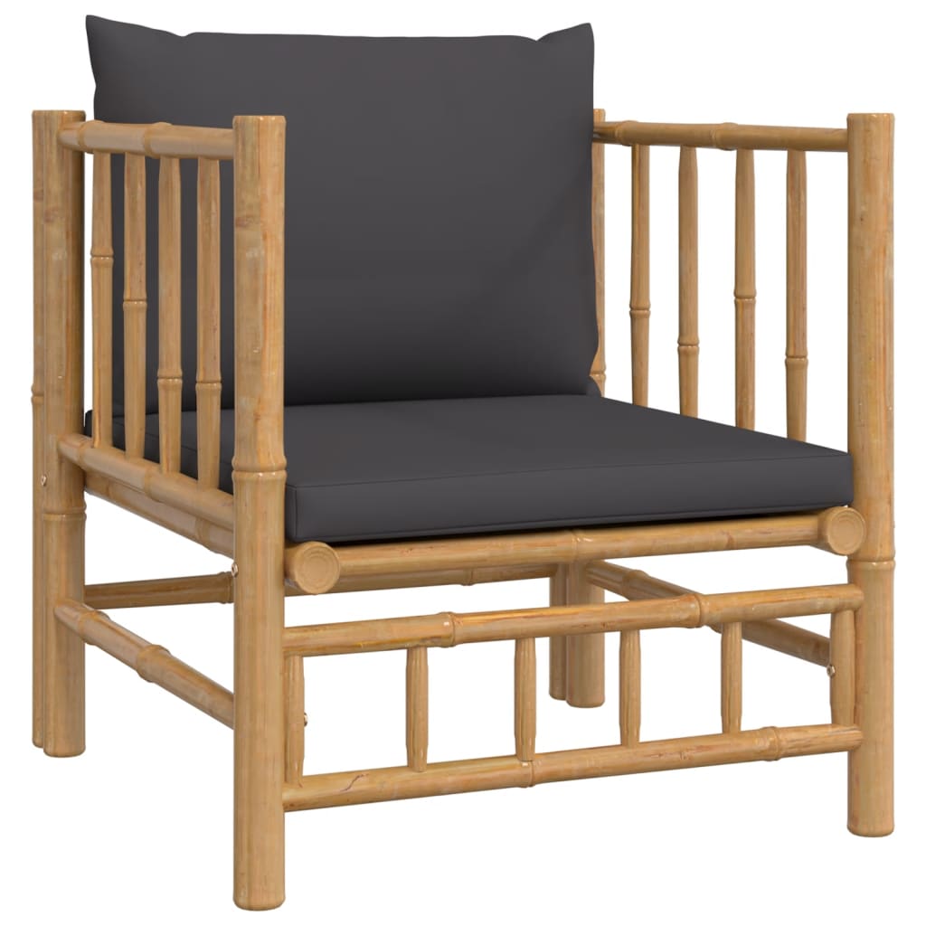 12-delige Loungeset met kussens bamboe donkergrijs Tuinsets | Creëer jouw Trendy Thuis | Gratis bezorgd & Retour | Trendy.nl