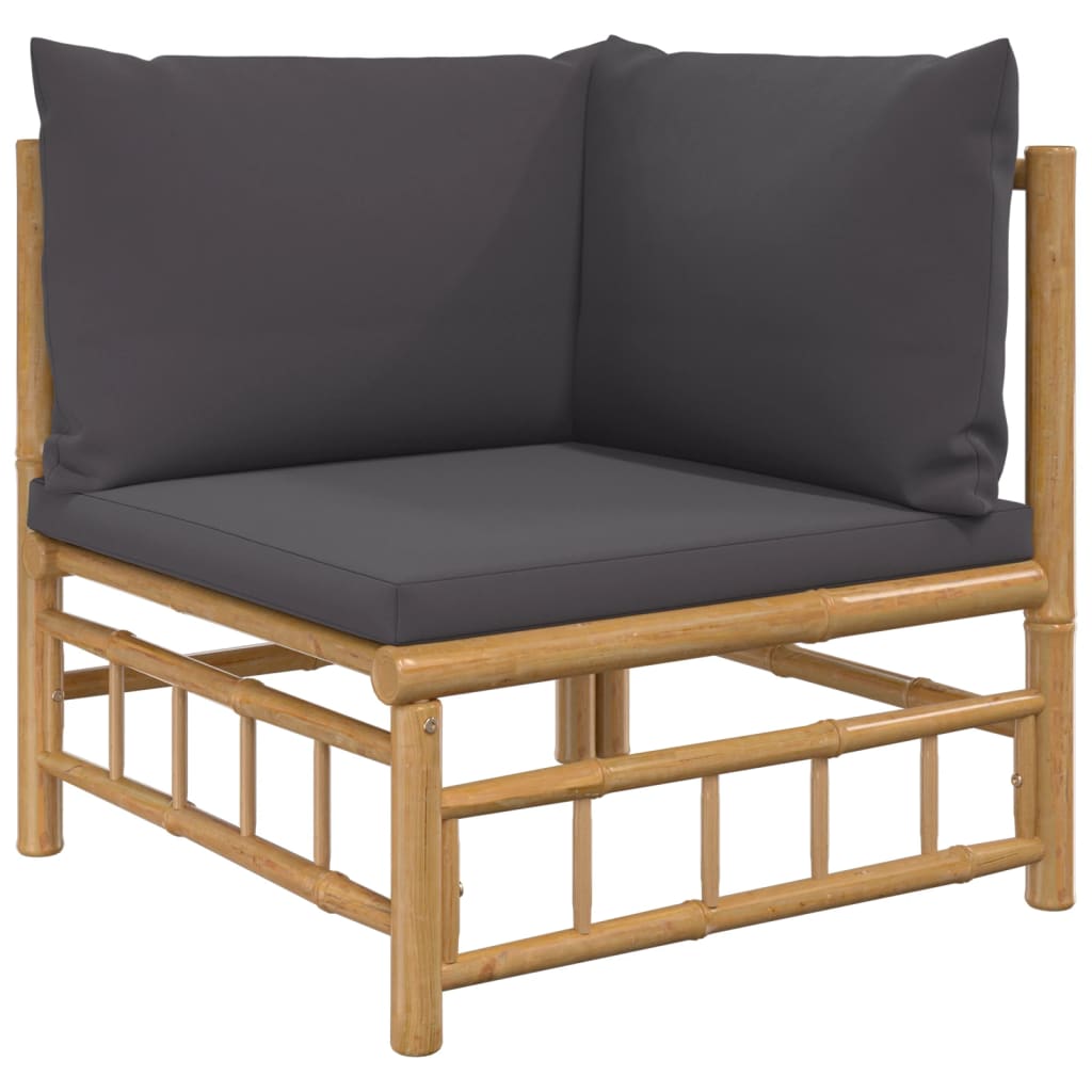 12-delige Loungeset met kussens bamboe donkergrijs Tuinsets | Creëer jouw Trendy Thuis | Gratis bezorgd & Retour | Trendy.nl