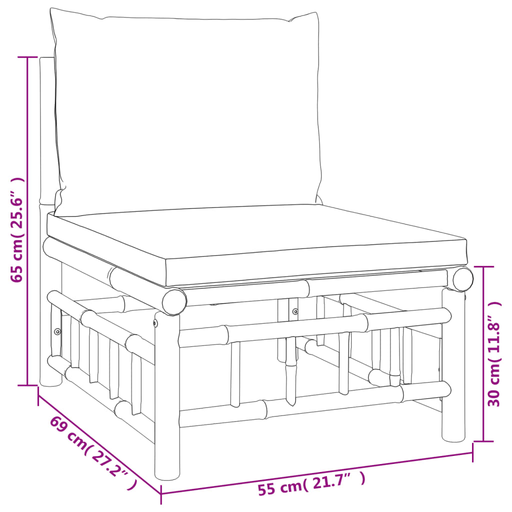 12-delige Loungeset met kussens bamboe donkergrijs Tuinsets | Creëer jouw Trendy Thuis | Gratis bezorgd & Retour | Trendy.nl