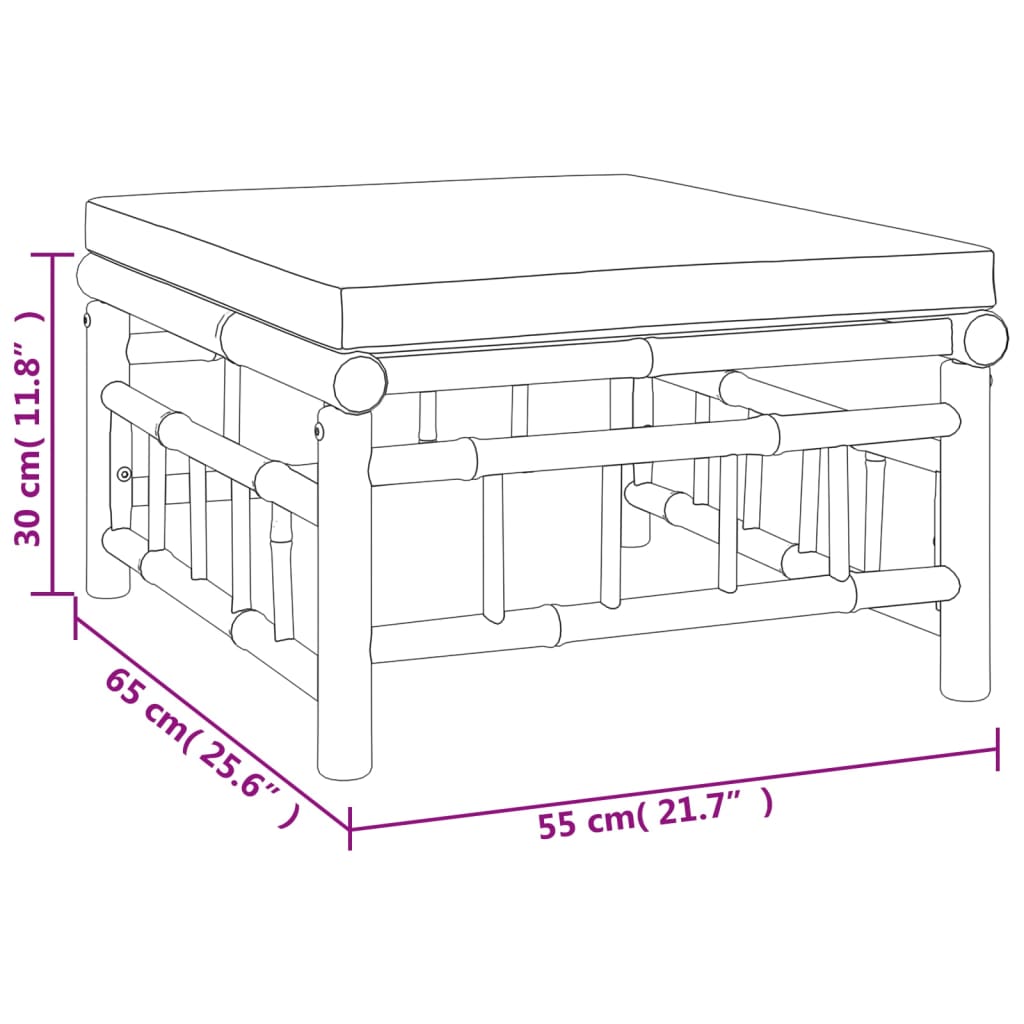 12-delige Loungeset met kussens bamboe donkergrijs Tuinsets | Creëer jouw Trendy Thuis | Gratis bezorgd & Retour | Trendy.nl