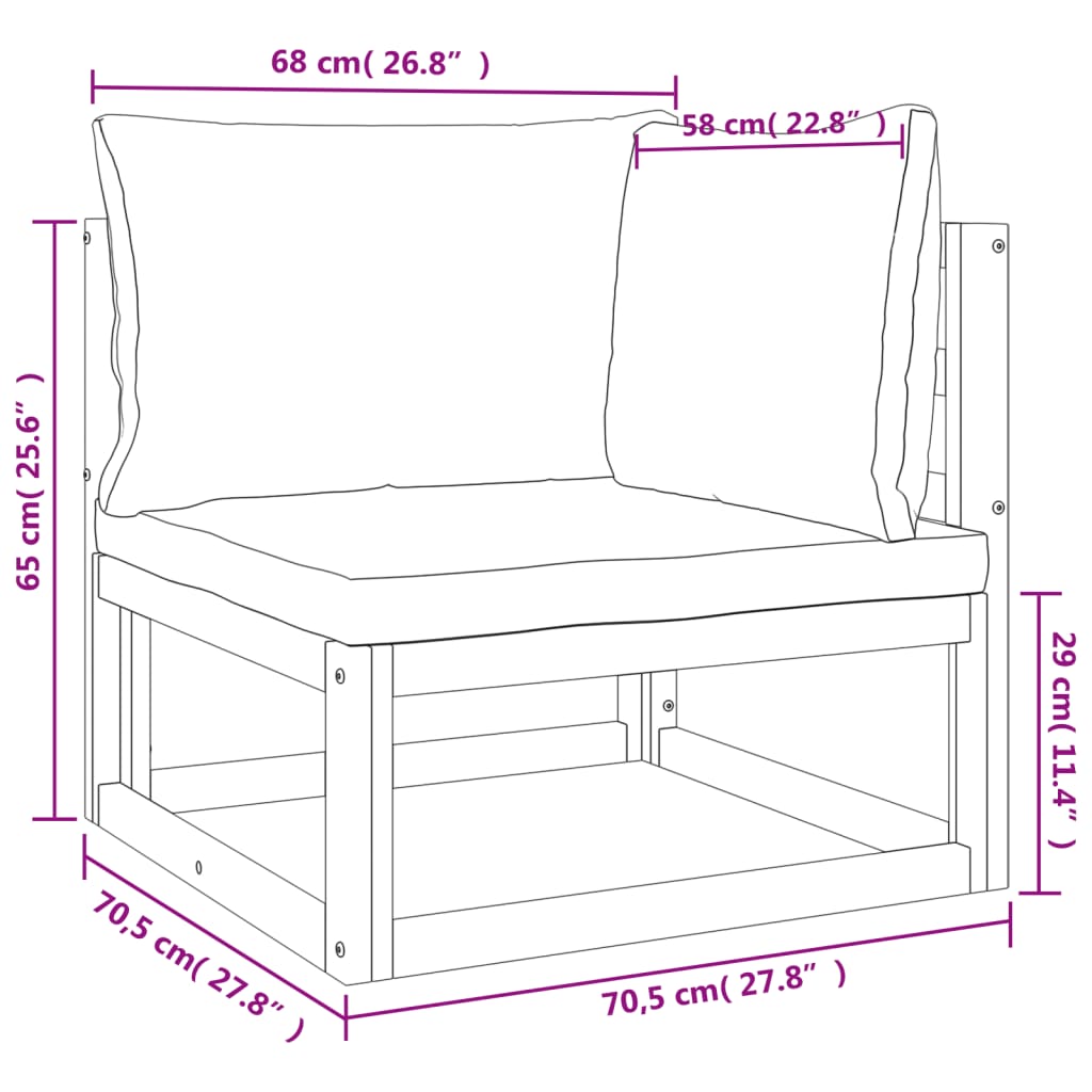 11-delige Loungeset met kussens massief hout taupe Tuinsets | Creëer jouw Trendy Thuis | Gratis bezorgd & Retour | Trendy.nl