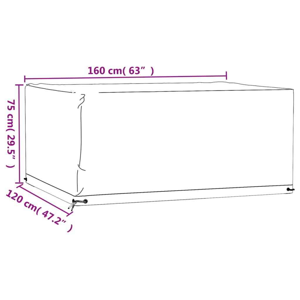 Tuinmeubelhoezen 2 st 8 oogjes rechthoekig 160x120x75 cm Tuinmeubelhoezen | Creëer jouw Trendy Thuis | Gratis bezorgd & Retour | Trendy.nl