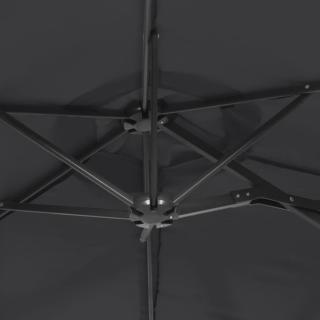 Parasol dubbel met LED's 316x240 cm zwart
