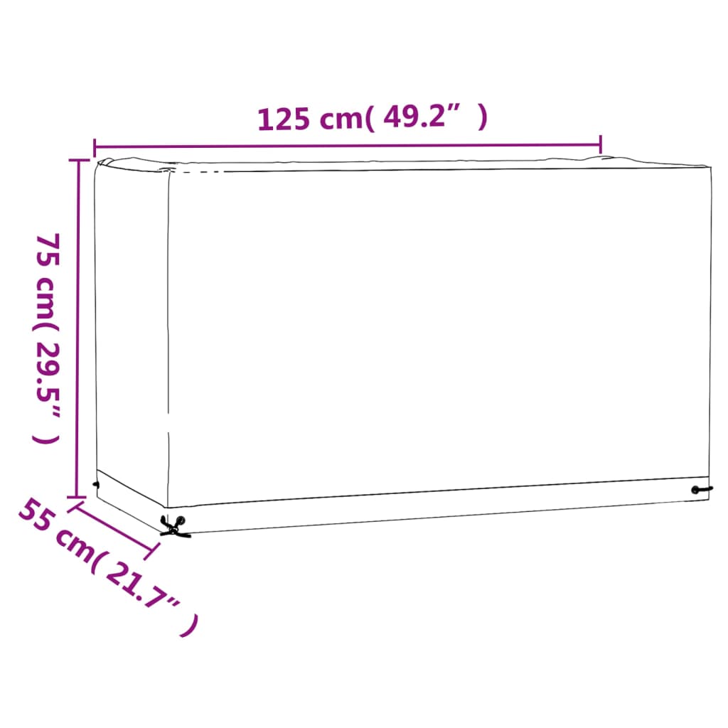 Tuinmeubelhoes met 8 oogjes rechthoekig 125x55x75 cm Tuinmeubelhoezen | Creëer jouw Trendy Thuis | Gratis bezorgd & Retour | Trendy.nl