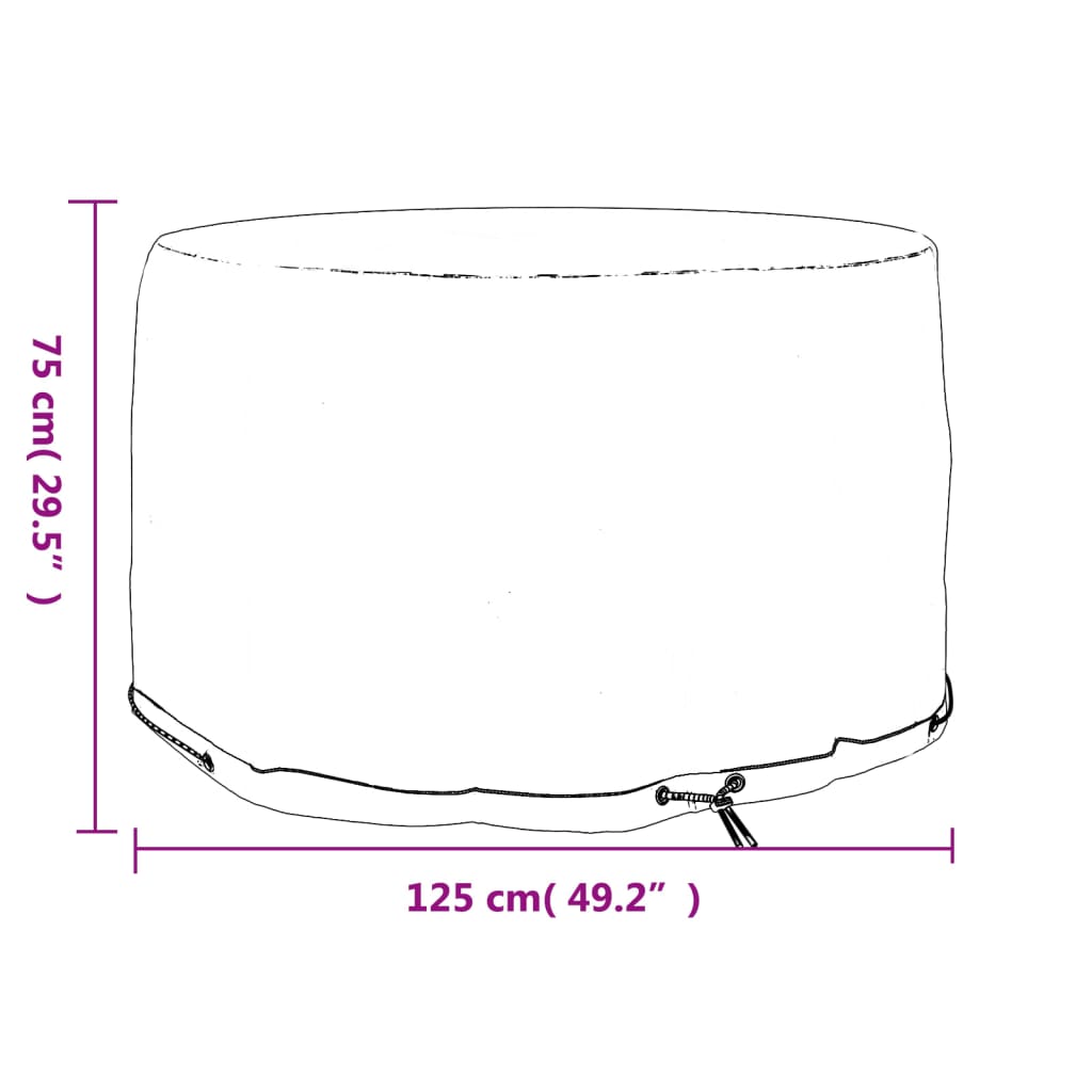 Tuinmeubelhoes met 6 oogjes rond Ø 125x75 cm Tuinmeubelhoezen | Creëer jouw Trendy Thuis | Gratis bezorgd & Retour | Trendy.nl