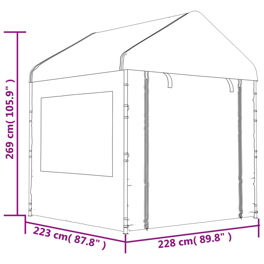 Prieel met dak 11,15x2,28x2,69 m polyetheen wit Partytenten & prieëlen | Creëer jouw Trendy Thuis | Gratis bezorgd & Retour | Trendy.nl