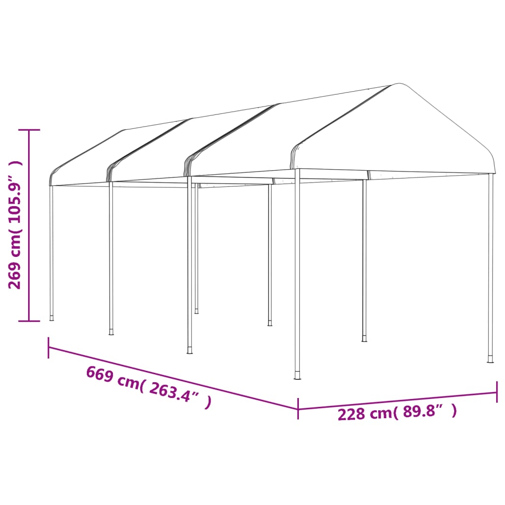 Prieel met dak 6,69x2,28x2,69 m polyetheen wit Partytenten & prieëlen | Creëer jouw Trendy Thuis | Gratis bezorgd & Retour | Trendy.nl