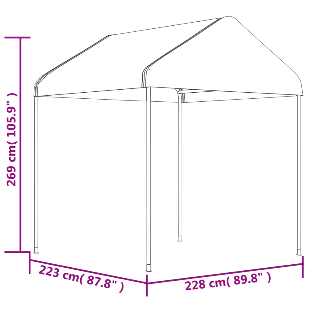 Prieel met dak 6,69x2,28x2,69 m polyetheen wit Partytenten & prieëlen | Creëer jouw Trendy Thuis | Gratis bezorgd & Retour | Trendy.nl