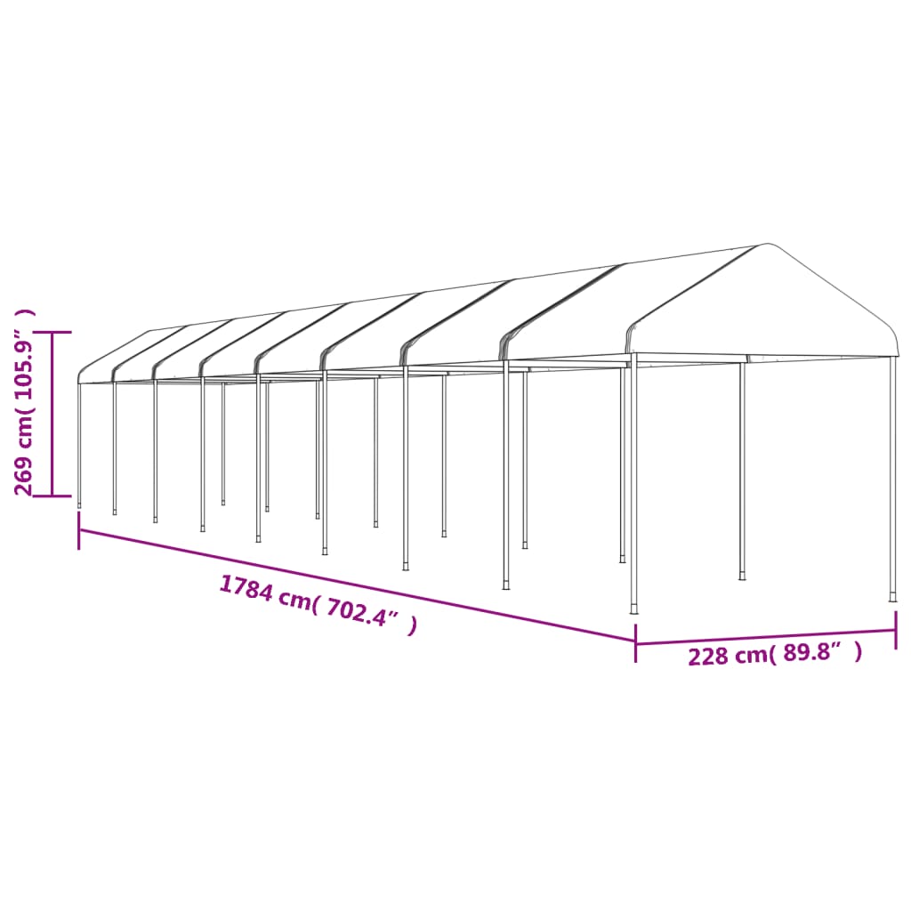 Prieel met dak 17,84x2,28x2,69 m polyetheen wit Partytenten & prieëlen | Creëer jouw Trendy Thuis | Gratis bezorgd & Retour | Trendy.nl