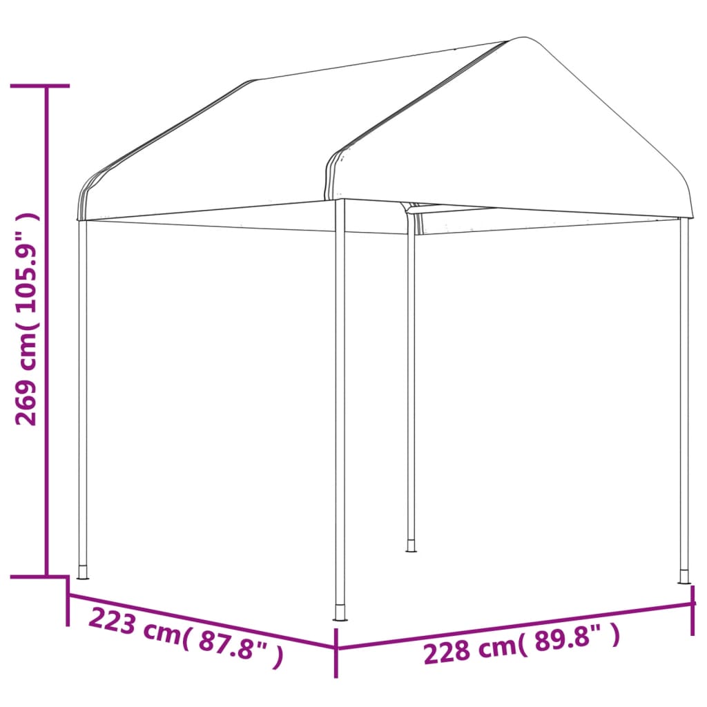 Prieel met dak 17,84x2,28x2,69 m polyetheen wit Partytenten & prieëlen | Creëer jouw Trendy Thuis | Gratis bezorgd & Retour | Trendy.nl