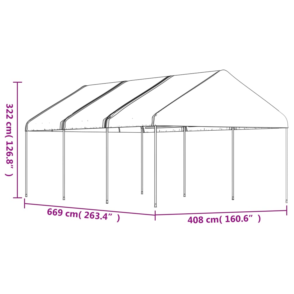 Prieel met dak 6,69x4,08x3,22 m polyetheen wit Partytenten & prieëlen | Creëer jouw Trendy Thuis | Gratis bezorgd & Retour | Trendy.nl