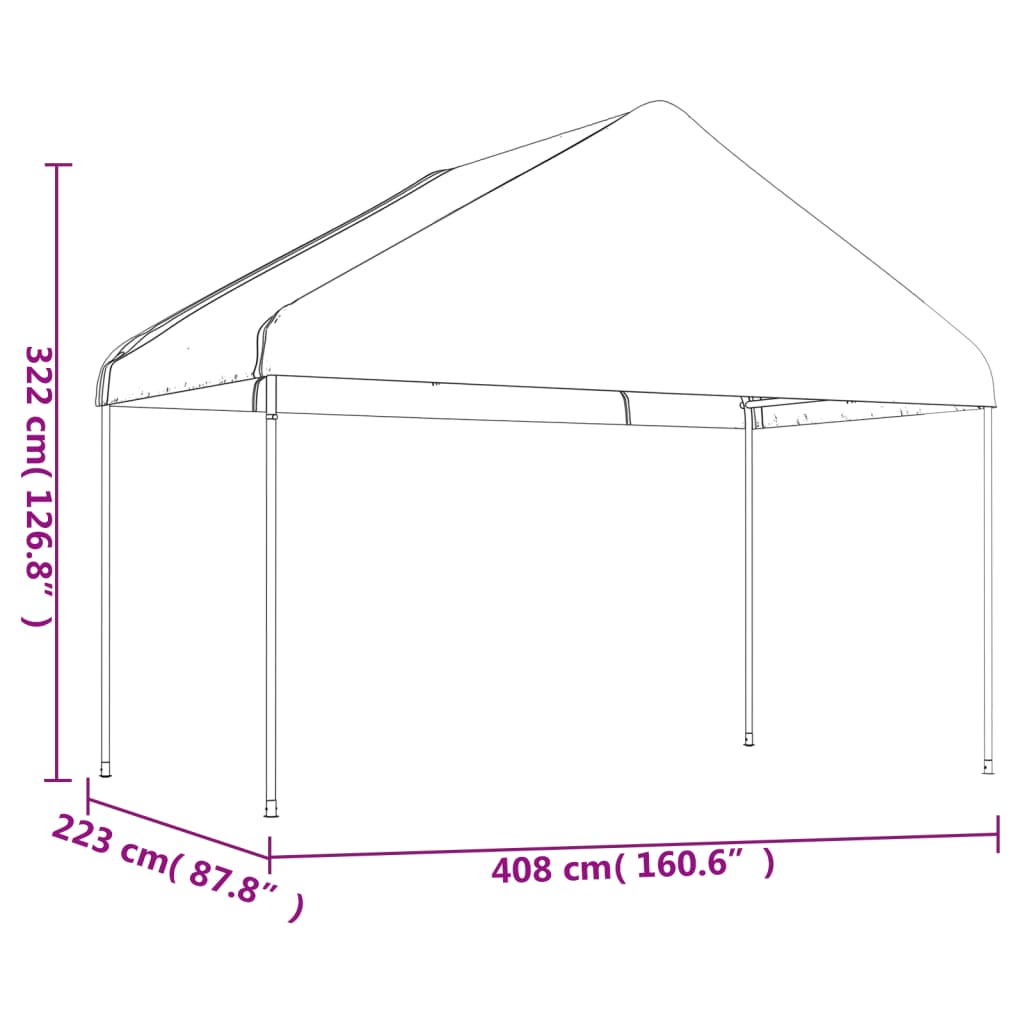 Prieel met dak 6,69x4,08x3,22 m polyetheen wit Partytenten & prieëlen | Creëer jouw Trendy Thuis | Gratis bezorgd & Retour | Trendy.nl