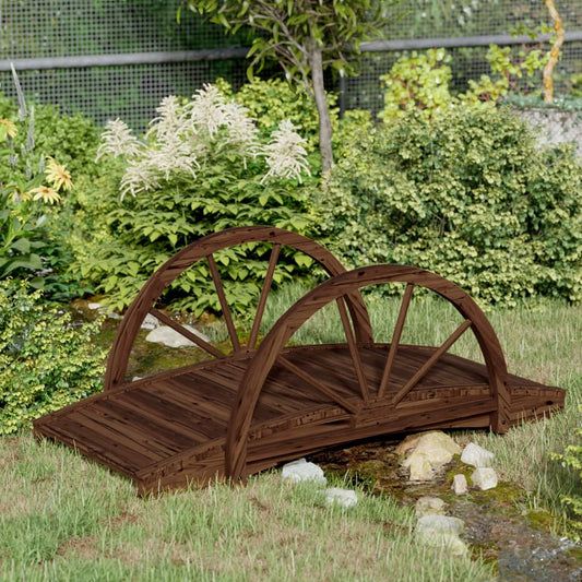 Tuinbrug met half wiel 99x50x38 cm massief vurenhout Tuinbruggen | Creëer jouw Trendy Thuis | Gratis bezorgd & Retour | Trendy.nl