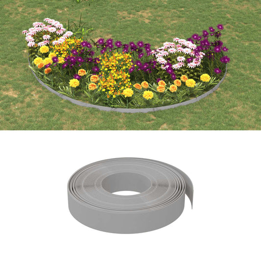 Tuinranden 4 st 10 m 10 cm polyetheen grijs Borderranden | Creëer jouw Trendy Thuis | Gratis bezorgd & Retour | Trendy.nl