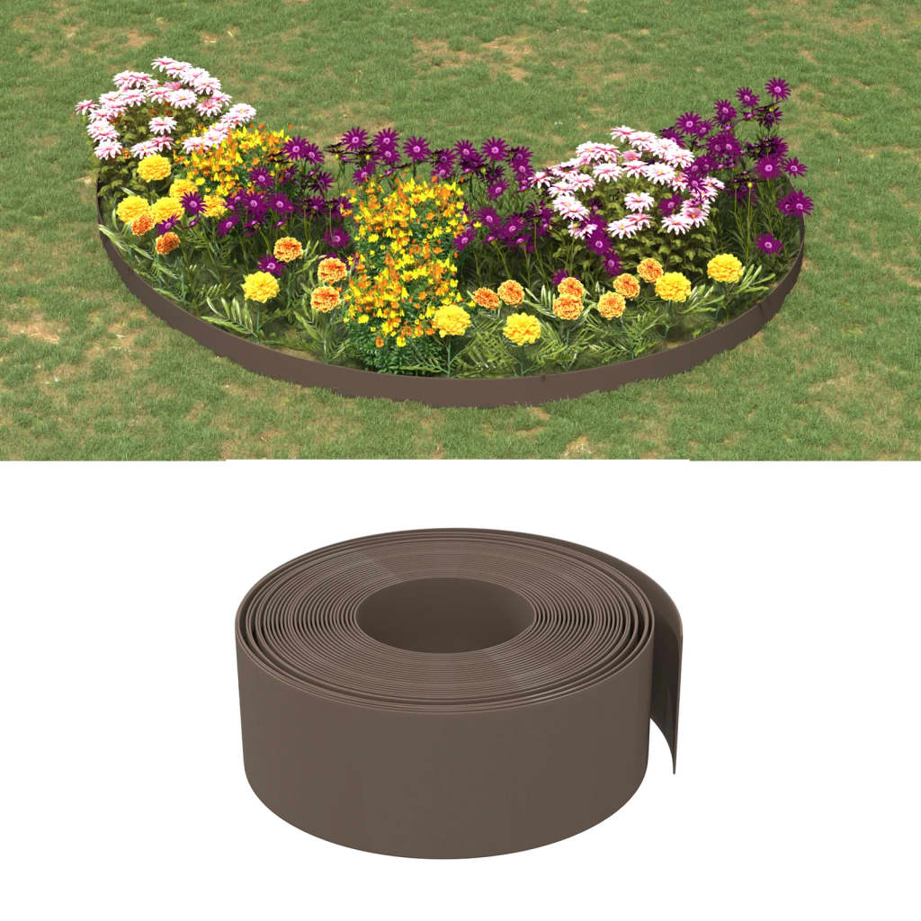 Tuinranden 4 st 10 m 20 cm polyetheen bruin Borderranden | Creëer jouw Trendy Thuis | Gratis bezorgd & Retour | Trendy.nl