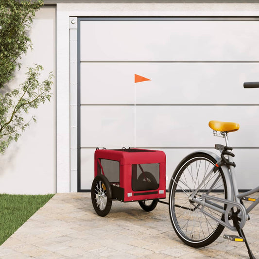 Hondenfietstrailer oxford stof en ijzer rood en zwart Wagens | Creëer jouw Trendy Thuis | Gratis bezorgd & Retour | Trendy.nl