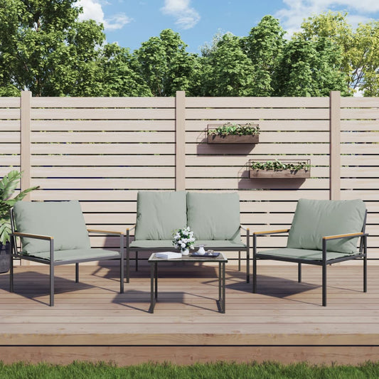 3-delige Loungeset met kussens staal antracietkleurig Tuinsets | Creëer jouw Trendy Thuis | Gratis bezorgd & Retour | Trendy.nl