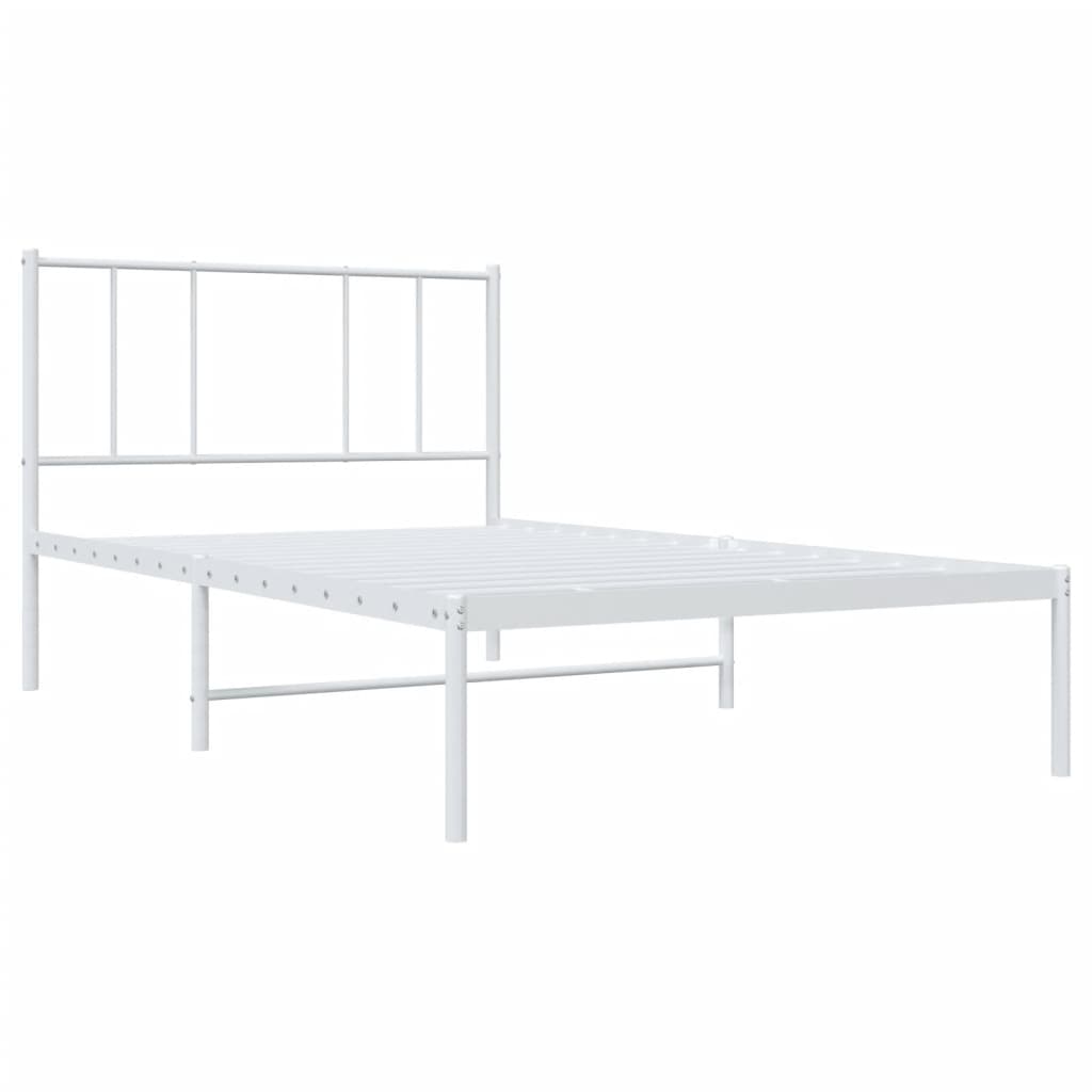 Bedframe met hoofdbord metaal wit 90x200 cm