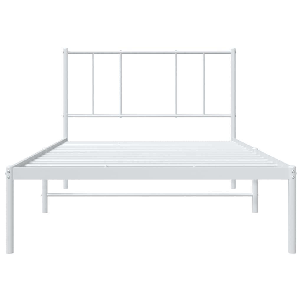 Bedframe met hoofdbord metaal wit 90x200 cm