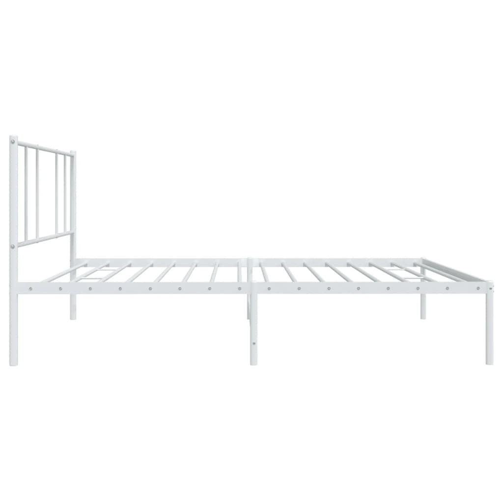 Bedframe met hoofdbord metaal wit 90x200 cm