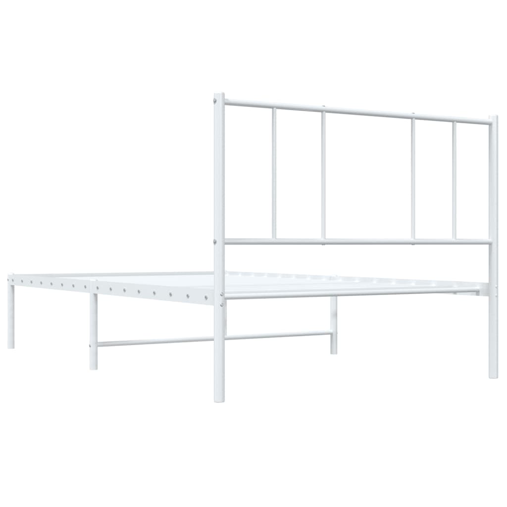 Bedframe met hoofdbord metaal wit 90x200 cm