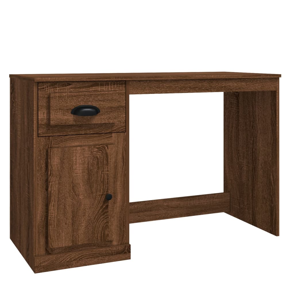 Bureau met lade 115x50x75 cm bewerkt hout bruin eikenkleur Bureaus | Creëer jouw Trendy Thuis | Gratis bezorgd & Retour | Trendy.nl