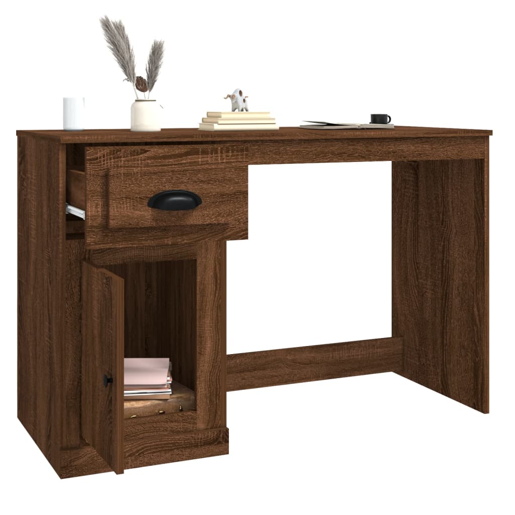 Bureau met lade 115x50x75 cm bewerkt hout bruin eikenkleur Bureaus | Creëer jouw Trendy Thuis | Gratis bezorgd & Retour | Trendy.nl