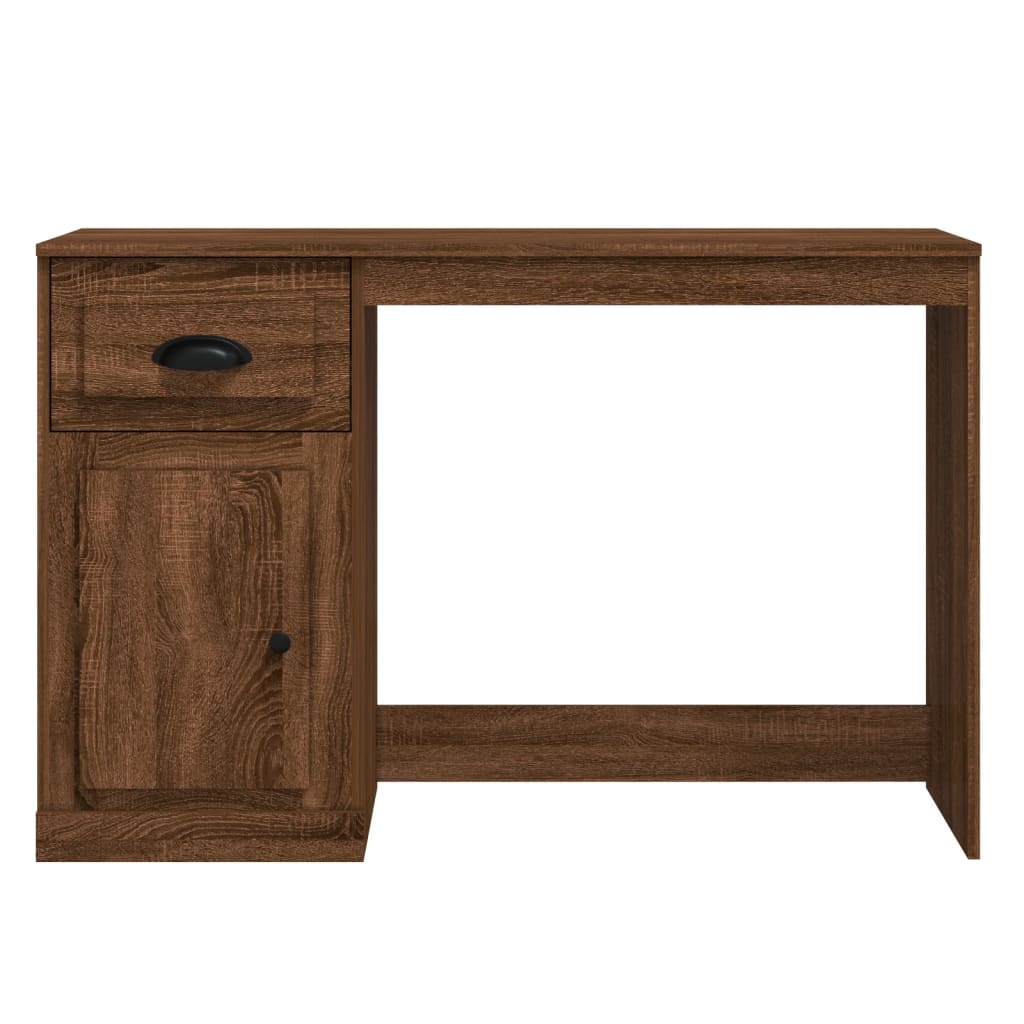 Bureau met lade 115x50x75 cm bewerkt hout bruin eikenkleur Bureaus | Creëer jouw Trendy Thuis | Gratis bezorgd & Retour | Trendy.nl