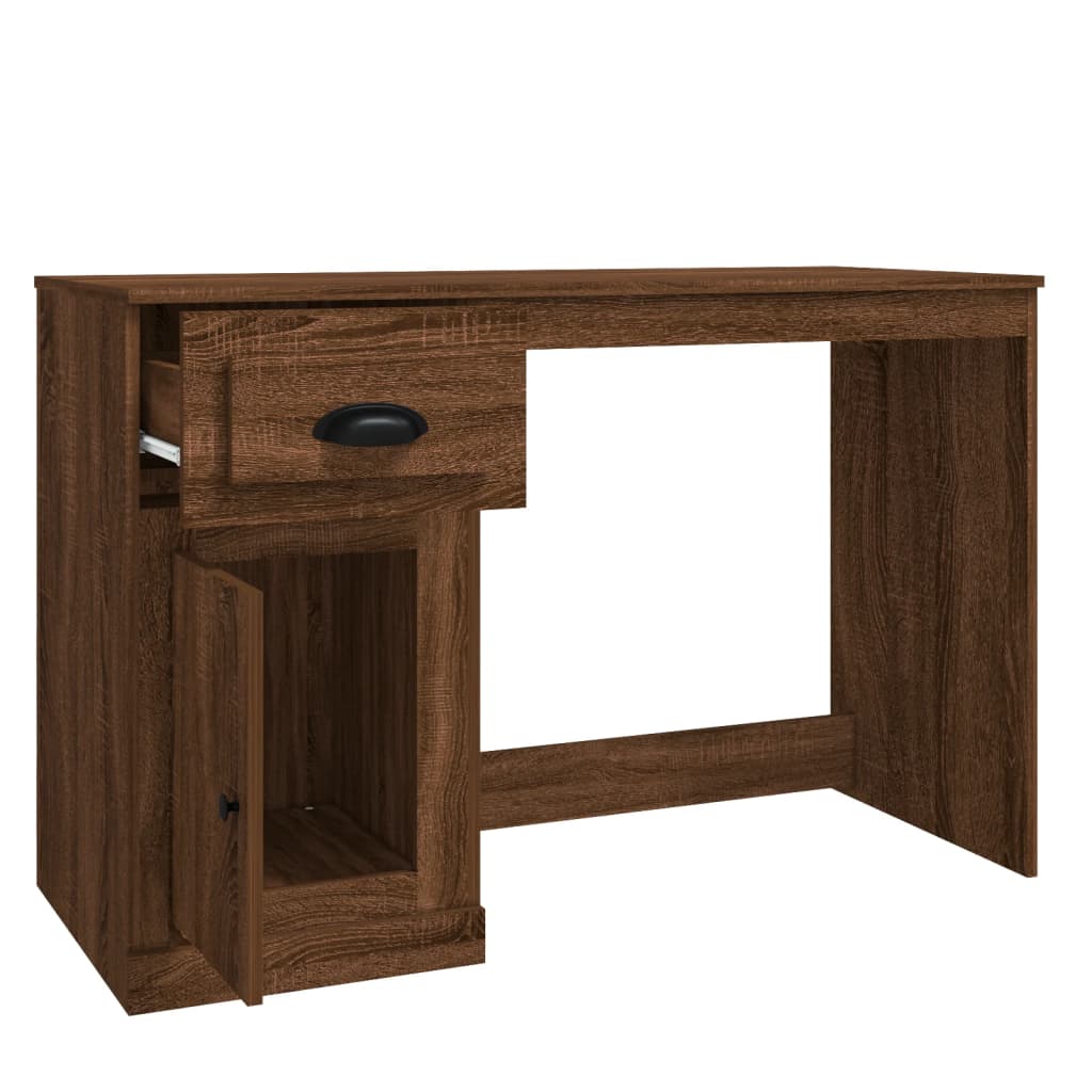 Bureau met lade 115x50x75 cm bewerkt hout bruin eikenkleur Bureaus | Creëer jouw Trendy Thuis | Gratis bezorgd & Retour | Trendy.nl