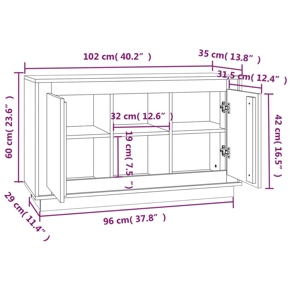 Dressoir 102x35x60 cm bewerkt hout zwart Dressoirs & buffetkasten | Creëer jouw Trendy Thuis | Gratis bezorgd & Retour | Trendy.nl