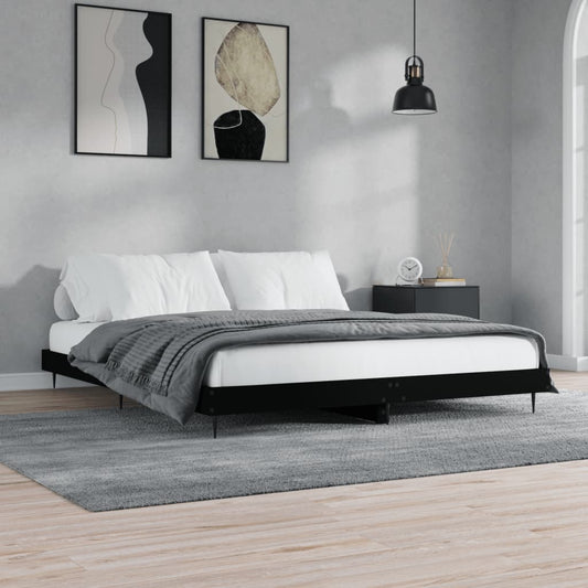 Bedframe massief hout zwart 200x200 cm Bedden & bedframes | Creëer jouw Trendy Thuis | Gratis bezorgd & Retour | Trendy.nl