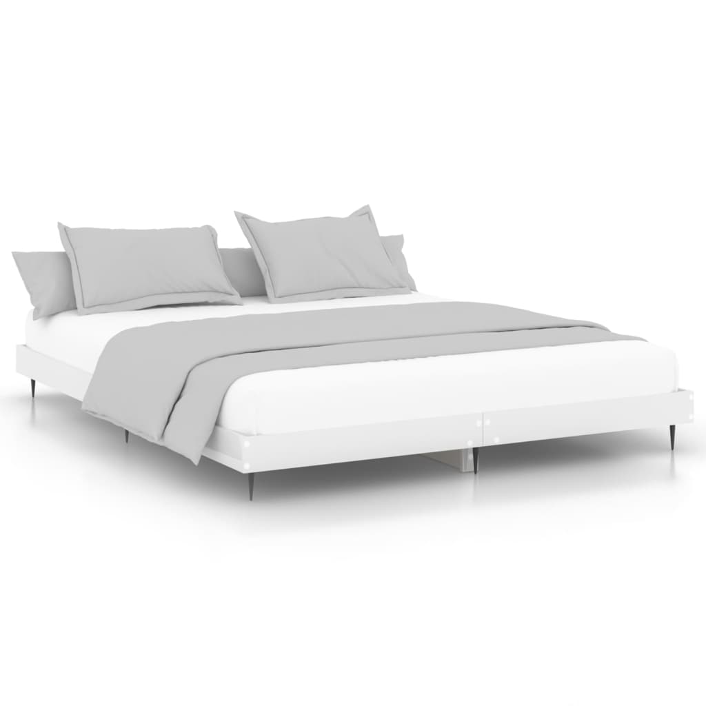 Bedframe bewerkt hout hoogglans wit 200x200 cm Bedden & bedframes | Creëer jouw Trendy Thuis | Gratis bezorgd & Retour | Trendy.nl