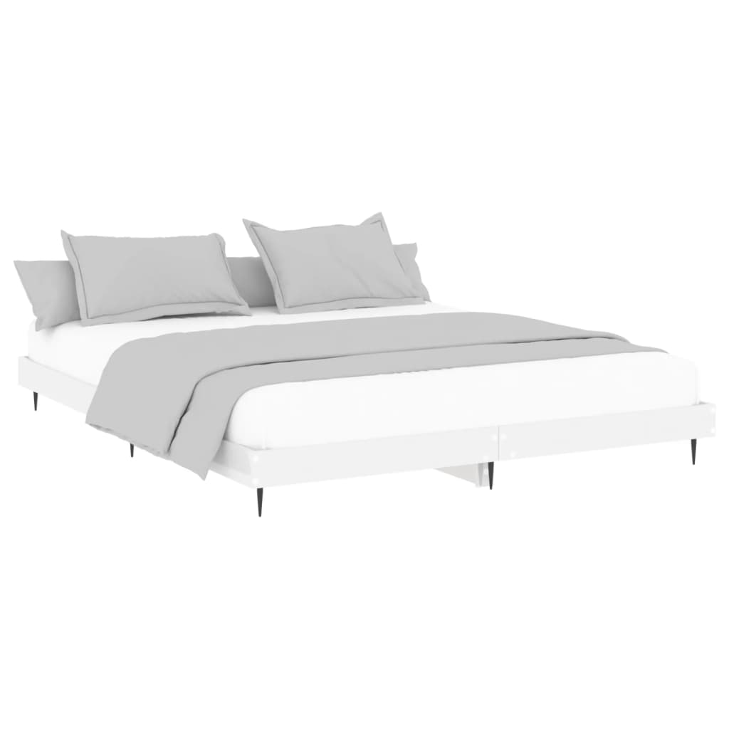 Bedframe bewerkt hout hoogglans wit 200x200 cm Bedden & bedframes | Creëer jouw Trendy Thuis | Gratis bezorgd & Retour | Trendy.nl