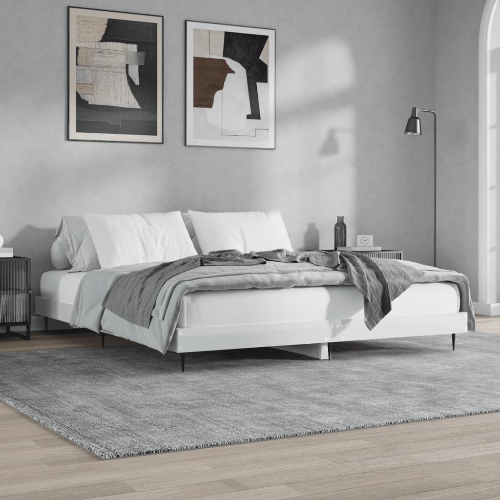 Bedframe bewerkt hout hoogglans wit 200x200 cm Bedden & bedframes | Creëer jouw Trendy Thuis | Gratis bezorgd & Retour | Trendy.nl