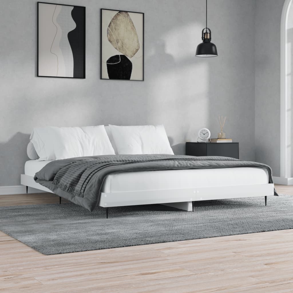 Bedframe bewerkt hout hoogglans wit 200x200 cm Bedden & bedframes | Creëer jouw Trendy Thuis | Gratis bezorgd & Retour | Trendy.nl