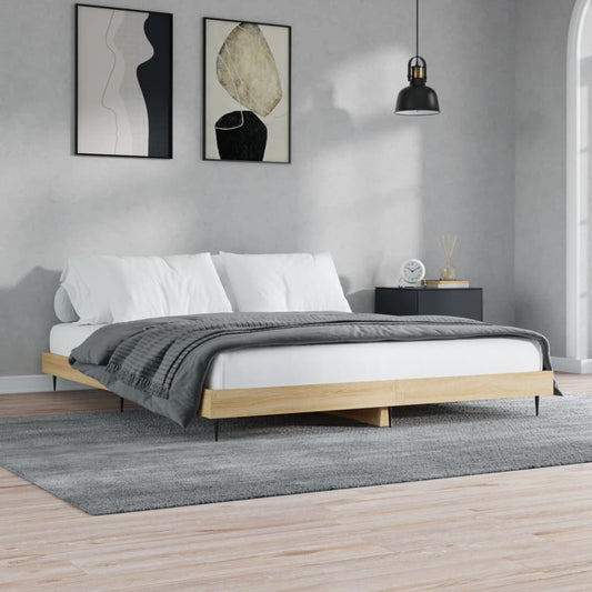 Bedframe bewerkt hout sonoma eikenkleurig 200x200 cm Bedden & bedframes | Creëer jouw Trendy Thuis | Gratis bezorgd & Retour | Trendy.nl