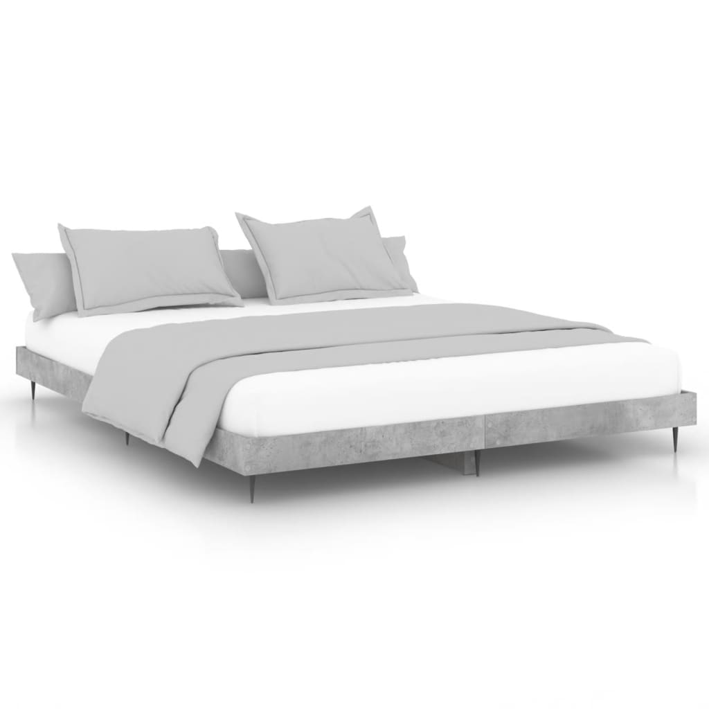 Bedframe bewerkt hout betongrijs 200x200 cm Bedden & bedframes | Creëer jouw Trendy Thuis | Gratis bezorgd & Retour | Trendy.nl