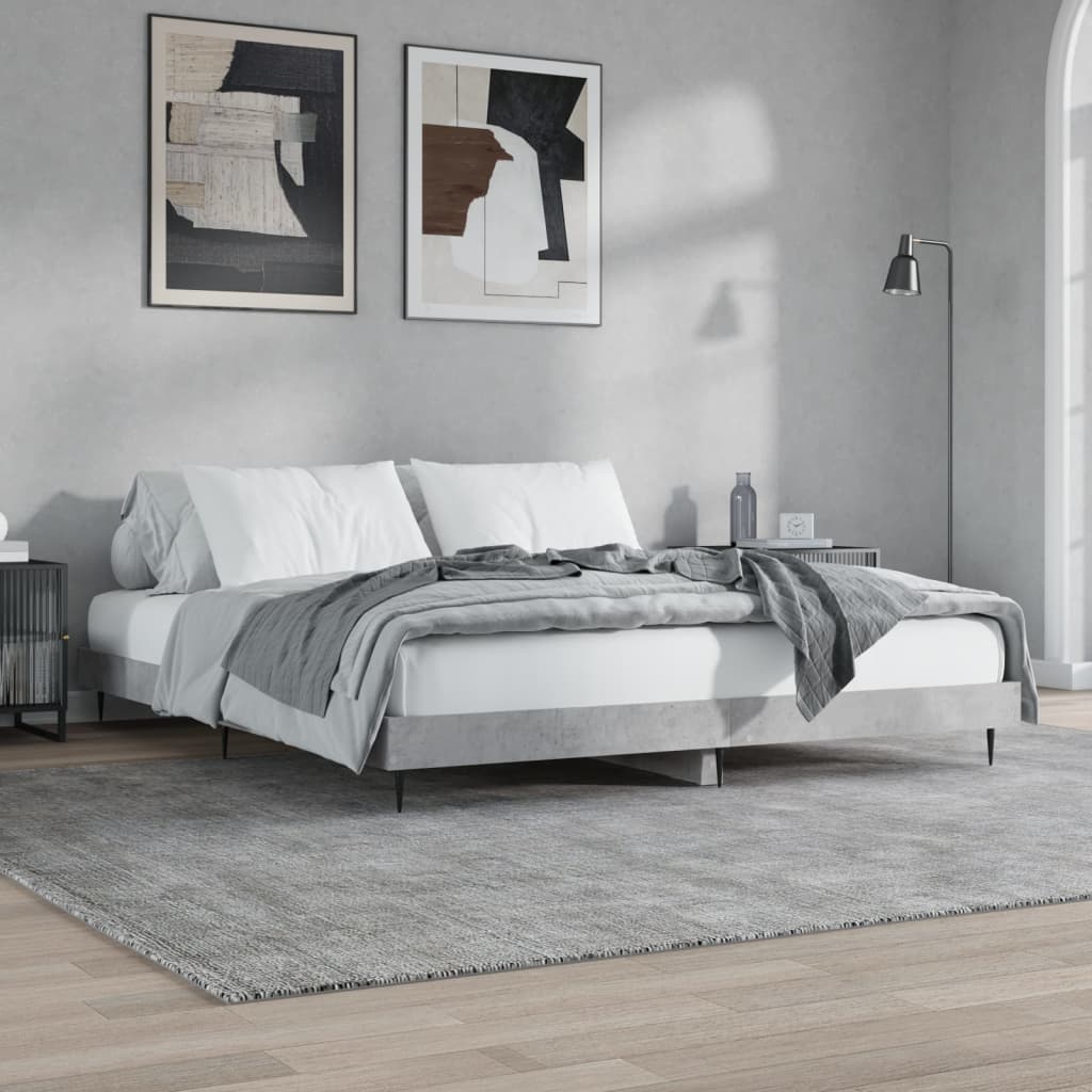 Bedframe bewerkt hout betongrijs 200x200 cm Bedden & bedframes | Creëer jouw Trendy Thuis | Gratis bezorgd & Retour | Trendy.nl